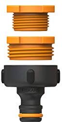 Fiskars Raccordo per Rubinetto, Ø 21 mm (G1/2"), Ø 26,5 mm (G3/4"), Ø 33,3 mm (G1), FiberComp, Multi, Misura Universale, 30 g, Nero/Grigio,