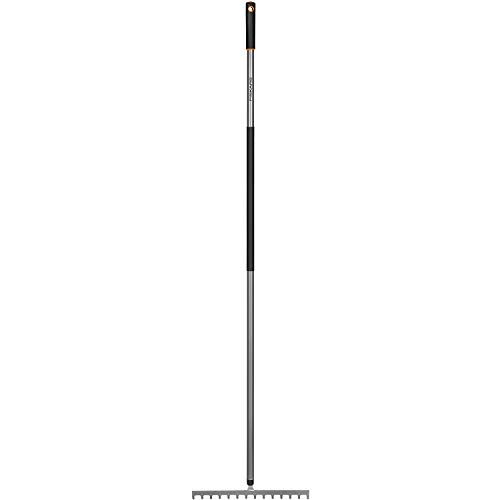 Fiskars Rastrello con 14 denti, Larghezza: 36 cm, Denti in acciaio al boro temprato/Manico in alluminio, Nero/Grigio, Ergonomic,