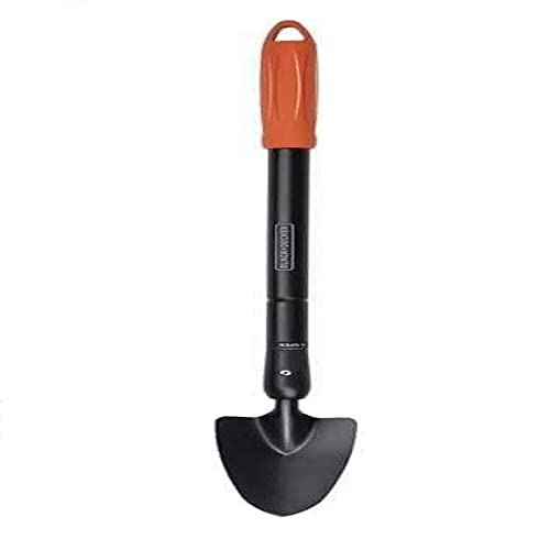 Black & Decker Cazzuola da giardino – testa appuntita – manico telescopico 77 – 105 cm – resistente al calore – nero