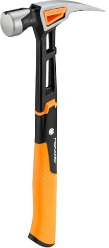 Fiskars Martello universale IsoCore L per piantare chiodi, Lunghezza: 34 cm, Peso: 0,91 kg, Nero/Arancione,