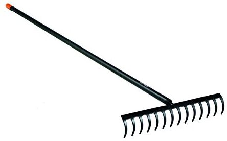 Fiskars Rastrello a denti curvi, 14 denti, Larghezza: 36 cm, Testa in acciaio al carbonio temprato/Manico in alluminio, Nero/Arancione, Solid,