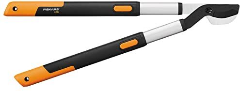 Fiskars Troncarami Telescopico con Lame Bypass SmartFit per Legno Verde, Lama con Rivestimento Antiaderente, Diametro Taglio: 5cm, Acciaio Temprato, Lunghezza Manico: 66-90cm, Nero/Arancione, 1013564