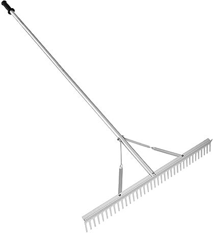 VEVOR Rastrello da Giardino in Alluminio, Rastrello da Paesaggio Denti 915 mm Manico 1905 mm, Rastrello per Erbacce Strumento di Paesaggio del Terreno, Rastrello Manutenzione Prato, Stagno, Piscina