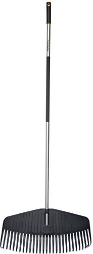 Fiskars Scopa da giardino, 29 denti, Larghezza: 58 cm, Denti in plastica/Manico in alluminio, Grigio/Nero, Misura: L, Ergonomic,