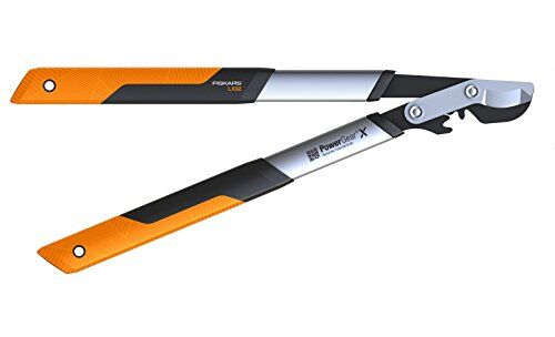 Fiskars Troncarami,lame bypass legno verde, Sistema cremagliera PowerGearX,Misura S,Diametro taglio: 3.8 cm;Lame: acciaio temprato,rivestimento antiaderente,Lunghezza 57 cm,Nero/Arancione,LX92,