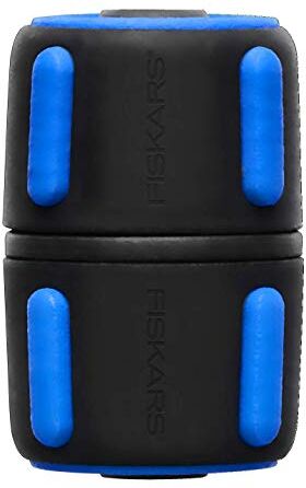 Fiskars Raccordo Tubo, Con Inserti SoftGrip e Sistema di Codifica a Colori, Misura Universale, Ø 1,3-1,5 cm (1/2-5/8''), 17 g, Nero/Blu,