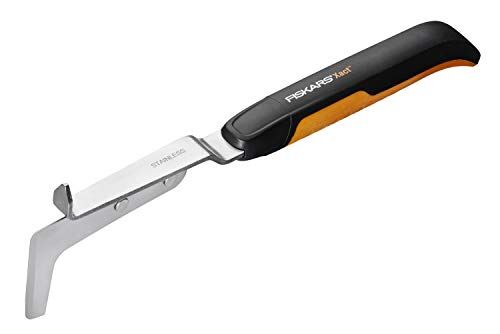 Fiskars Piccolo coltello e raschietto per rimuovere erbacce e muschio, Lunghezza: 33,8 cm, Nero/Arancione, Acciaio di qualità/Plastica, Xact,