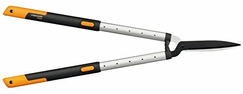 Fiskars Cesoie telescopiche per siepi SmartFit, Rivestimento antiaderente, Lame in acciaio di qualità, Lunghezza: 68 fino a 93 cm, Nero/Arancione, HS86,