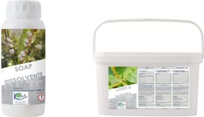 Icas SAPONE MOLLE 500 ml + POLVERE DI ROCCIA VULCANICA kg 1 – AZIONE ASCIUGANTE detergente immediata su ORGANISMI parassiti. FORTE su melata e fumaggine Professionale 100% Biologico e Naturale