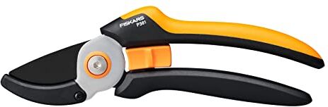 Fiskars Forbici da potatura a incudine L, Solid, P361, Per rami secchi e ramoscelli, Rivestimento antiaderente, Lame in acciaio inox, Lunghezza: 20,1 cm, Nero/Arancione,