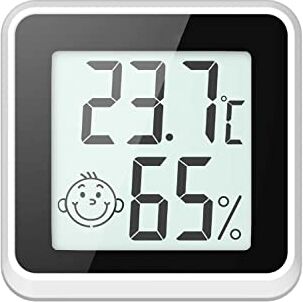 Pitasha Digitale Igrometro Termometro, Mini Termoigrometro da Interno Monitor di Temperatura e umidità con l'Icona di comforto Funzione ℃/℉ (Nero)