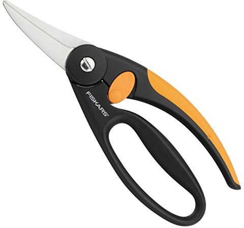 Fiskars Forbici Multiuso, Lunghezza: 22 cm, Lame in Acciaio Inossidabile/Impugnature in Plastica Rinforzata con Fibra di Vetro, Nero/Arancione, Elegance, P45,