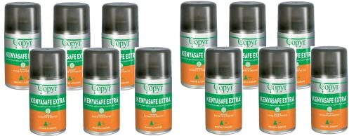 COPYR Kenyasafe Extra Insetticida Antizanzare, Mosche e Insetti Volanti, 48 Bombole 250ml, Piretro Insetticida Biologico Repellente Zanzare Professionale Casa, Ho.Re.Ca., Settore Pubblico, Sanitario