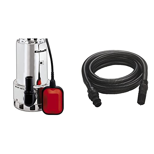 Einhell Gc-Dp 1020 N Pompa Acque Scure, Argento & Kit accessori tubo di aspirazione nero 7 metri con terminali in PVC max.: 35°