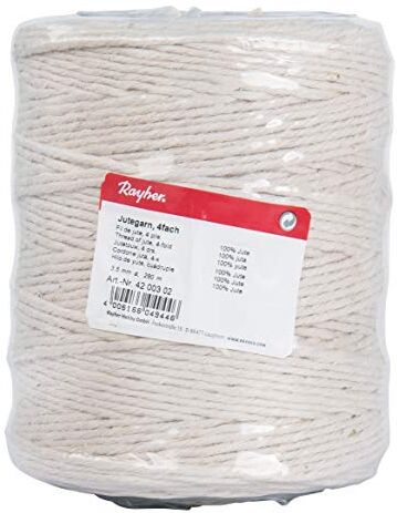 Rayher Cordone Iuta, 3-x 3.5 mm ø, Rocchetto 280 m, Cordoncino Decoro per Lavori Creativi, Bianco (Sporco)