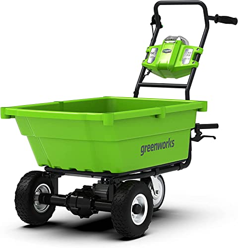 GreenWorks G40GC Carriola Elettrica a Batteria, Semovente, Capacità di Carico 100kg, 106L, Funzione Ribaltamento Facile, SENZA Batteria 40V e Caricabatterie, Garanzia 3 Anni