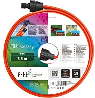 FITT SPRIZZY 7,5m Tubo manichetta microforata a Tre Vie Ideale per Irrigare a Getto e Impregnamento superfici Strette e Lunghe, per Uso hobbystico