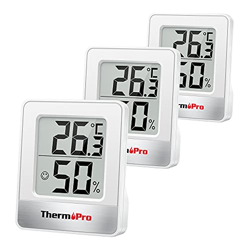 ThermoPro Piccolo Igrometro Digitale Termometro Interno Termometro Dell'atmosfera Monitor di Temperatura e Umidometro per il Comfort Home Office Termometro di Rettile, 3 Pezzi