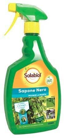 Solabiol Sapone Molle Nero Pronto Uso Lava Melata Biologico a Base di Olio di Oliva. Corroborante Che pulisce con Azione dissolvente immediata da Insetti parassiti e fumaggine 1 L