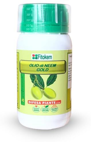 Fitokem Olio di Neem Gold 250 ML Potenziato con Zeolite chabasite Oidio Peronospora Insetti