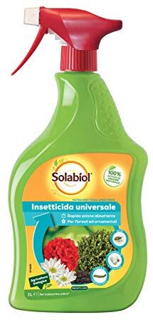 Solabiol Insetticida Abbattente PFnPO, Biologico a base di Piretro Pronto Uso. Elimina Afidi, Larve di Lepidotteri, Coleotteri, Farfallina del Geranio. Rapida Azione 1L