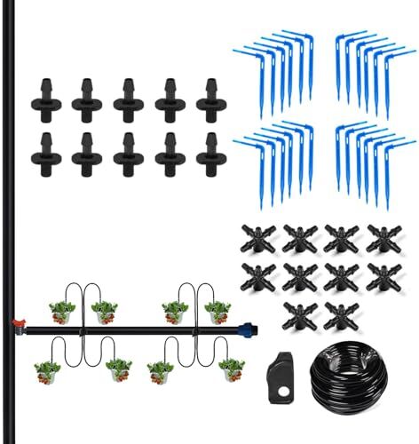 Generic Sistema di irrigazione automatico,Sistema di irrigazione per giardino Kit di irrigazione automatica del giardino,Sistema di irrigazione a lunga durata per la cura dei fiori, la potatura, la