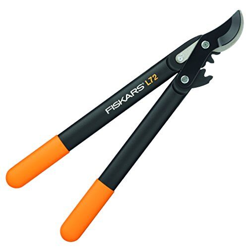 Fiskars Troncarami, lame bypass per legno verde,Sistema a cremagliera PowerGear,Diametro taglio 2.8 cm,Lame: acciaio temprato con rivestimento antiaderente,Lunghezza 46 cm,Nero/Arancione, L72,