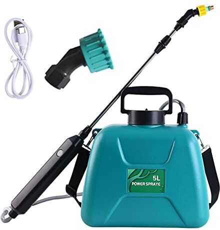 Generic Pompa Irroratrice A Batteria, 5L Spruzzatore Elettrico A Batteria Per Piante Con 2 Bocchette E Tracolla Regolabile Impugnatura Ricaricabile USB Nebulizzatore A Pressione Da Giardino