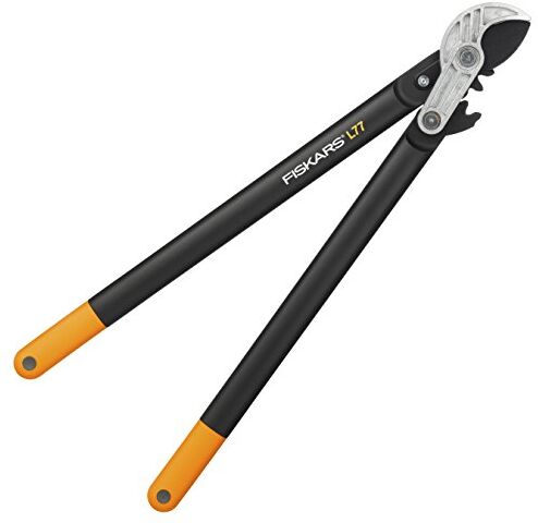 Fiskars Troncarami a Incudine per Legno, Sistema a Cremagliera PowerGear II, Lama Affilata con Parte Posteriore Smussata, Diametro di Taglio: 5 cm, Lunghezza Lame: 69 cm, Nero/Arancione,