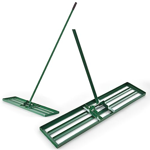 COSTWAY Rastrello Livellatore per Prato, Attrezzo per la Livellatura del Prato con Manico Ergonomico, Livellatrice per Giardino, Cortile, Campo da Golf, Fattoria e Pascolo (91 x 25 cm)