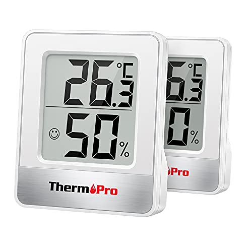ThermoPro Piccolo Igrometro Digitale Termometro Interno Termometro Dell'atmosfera Monitor di Temperatura e Umidometro per il Comfort Home Office Termometro di Rettile, 2 Pezzi