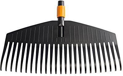 Fiskars Scopa da giardino, Testa d'attrezzo, 25 denti, Larghezza: 50 cm, Denti in plastica, Nero/Arancione, QuikFit,