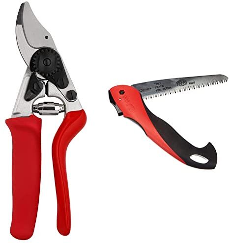 FELCO Cesoie Modello 15, Colore: Rosso & 600 SERRUCHO PLEGABLE DE CORTE POR TRACCIÃ“N NEGRO, CROMO, ROJO 16 CM