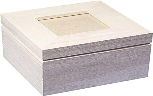 Rayher legno scatola con foto coperchio FSC Mix Credit, 12 x 12 x 8,2 cm