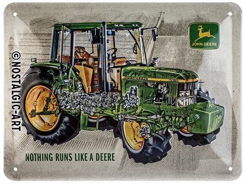 ART Targhe Vintage, John Deere – Model 6410 – Idea regalo per amanti dei trattori, in metallo, Design retrò per decorazione, 15 x 20 cm