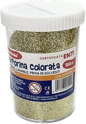 Generico 600 gr di PORPORINA GLITTER COLORATA hobbystica fai da te CON SETACCIO polvere per unghia lavori manuali nail costumi (Oro)