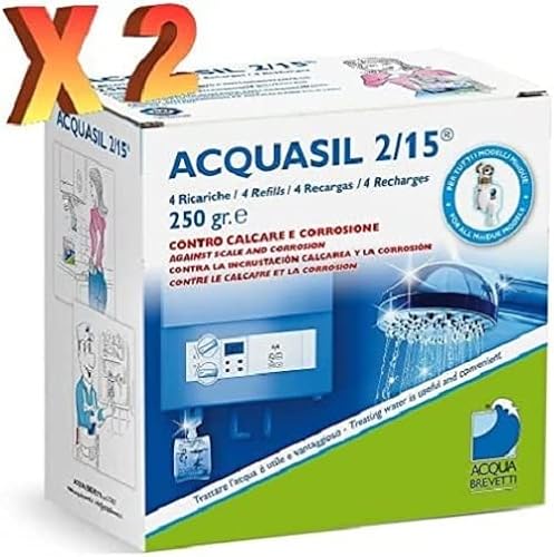 Generico 2 Confezioni da 4 ricariche Acquasil 2/15 GR.250 PC100 per trattamento anticorrosivo ed antincrostante (8 ricariche)