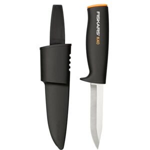 Fiskars Coltello universale da giardino a outdoor, Fodero in plastica incluso, Lunghezza: 22,5 cm, Nero/Arancione, K40, Fiskars Coltello universale da giardino a outdoor, Fodero in plastica incluso, Lunghezza: 22,5 cm, Nero/Arancione, K40,