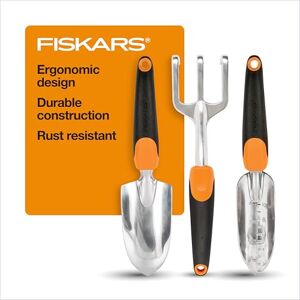 Fiskars Set di Attrezzi da Giardino, 3 Pezzi, con cazzuola Resistente alla ruggine, fioriera e coltivatore, Attrezzi da Giardino per piantare all'aperto, Set di Attrezzi ergonomici da Cortile, Regalo Fiskars Set di Attrezzi da Giardino, 3 Pezzi, con cazzuola Resistente alla ruggine, fioriera e coltivatore, Attrezzi da Giardino per piantare all'aperto, Set di Attrezzi ergonomici da Cortile, Regalo