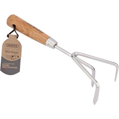 Draper Heritage Coltivatore Manuale in Acciaio Inox con Manico in Frassino, Colore: Marrone Draper Heritage Coltivatore Manuale in Acciaio Inox con Manico in Frassino, Colore: Marrone
