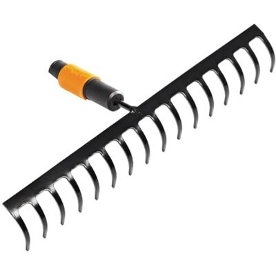 Fiskars Rastrello con 16 denti, Testa di attrezzo, Larghezza: 40 cm, Denti in acciaio temprato, Nero/Arancione, QuikFit, Fiskars Rastrello con 16 denti, Testa di attrezzo, Larghezza: 40 cm, Denti in acciaio temprato, Nero/Arancione, QuikFit,