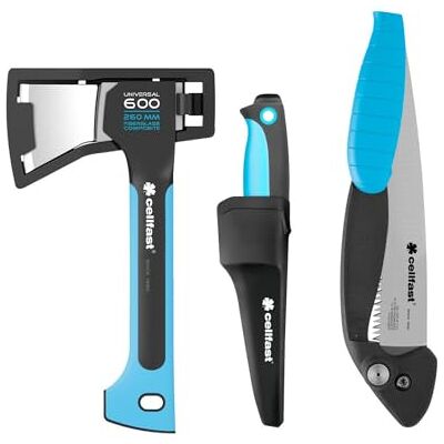 Cellfast Set da campeggio ENERGO, Coltello, Accetta, Sega, Kit Accampamento Cellfast Set da campeggio ENERGO, Coltello, Accetta, Sega, Kit Accampamento