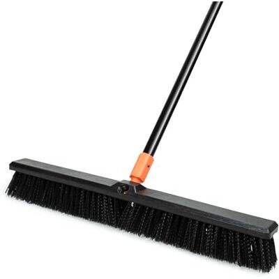 TreeLen Scopa a spinta da 61 cm per esterni, resistente, con manico lungo, setole rigide, per patio, cortile, garage, terrazza, vialetto, pulizia pavimenti in cemento TreeLen Scopa a spinta da 61 cm per esterni, resistente, con manico lungo, setole rigide, per patio, cortile, garage, terrazza, vialetto, pulizia pavimenti in cemento
