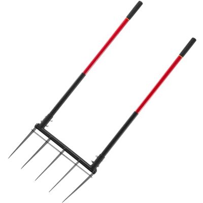 VEVOR Forcone Largo a 5 Punte con Doppi Manici in Fibra di Vetro, Forcone da Giardino Resistente, Design Ergonomico a Forma di U, Attrezzo da Giardinaggio per Compostaggio, Trapianto e Aerazione VEVOR Forcone Largo a 5 Punte con Doppi Manici in Fibra di Vetro, Forcone da Giardino Resistente, Design Ergonomico a Forma di U, Attrezzo da Giardinaggio per Compostaggio, Trapianto e Aerazione