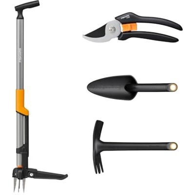 Fiskars Ergonomic Set Completo da Giardino, Set da 4 Pezzi, Estirpatore, Zappa, Paletta e Forbici da Giardino, Per Diserbo, Lavorazione del Terreno e Cura delle Piante, Nero/Arancione, Fiskars Ergonomic Set Completo da Giardino, Set da 4 Pezzi, Estirpatore, Zappa, Paletta e Forbici da Giardino, Per Diserbo, Lavorazione del Terreno e Cura delle Piante, Nero/Arancione,