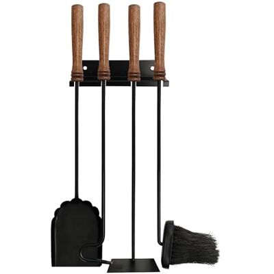 Relaxdays Set Camino 5 pz: attizzatoio, Paletta, scopino, Raschietto, Supporto, Nero/Marrone, Pale Relaxdays Set Camino 5 pz: attizzatoio, Paletta, scopino, Raschietto, Supporto, Nero/Marrone, Pale