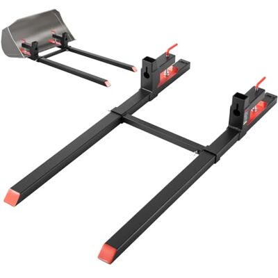 VEVOR Forche per Pallet con Morsetto da 907 kg Lunghezza Totale 149 cm, Forche per Trattori per Impieghi Gravosi con Barra Stabilizzatrice Regolabile per Accessori per Trattori, Benna di Carico VEVOR Forche per Pallet con Morsetto da 907 kg Lunghezza Totale 149 cm, Forche per Trattori per Impieghi Gravosi con Barra Stabilizzatrice Regolabile per Accessori per Trattori, Benna di Carico