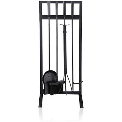 Relaxdays Set Camino, 5 pz, attizzatoio, Paletta, Scopa, Pinza e Supporto, in Ferro, Kit Nero Relaxdays Set Camino, 5 pz, attizzatoio, Paletta, Scopa, Pinza e Supporto, in Ferro, Kit Nero