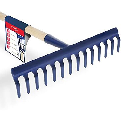 KADAX Rechen, testa di larghezza con testa rinforzata, a foglia di metallo, dite con un gambo lungo fatto di legno, utensile da giardino diserbo, fertilizzante (14 denti) KADAX Rechen, testa di larghezza con testa rinforzata, a foglia di metallo, dite con un gambo lungo fatto di legno, utensile da giardino diserbo, fertilizzante (14 denti)