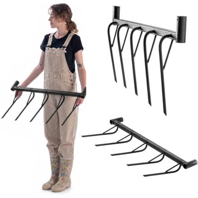 KADAX Forcella a 5 denti, coltivatore a mano per allentare il terreno e la lavorazione del giardino, Broadfork per la ventilazione del terreno, doppia forcella (senza gambo) KADAX Forcella a 5 denti, coltivatore a mano per allentare il terreno e la lavorazione del giardino, Broadfork per la ventilazione del terreno, doppia forcella (senza gambo)